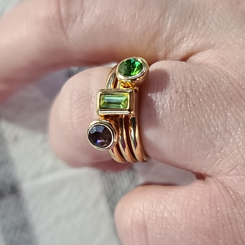4/$15 Gem Ring Trio Purple and Green | size 6.5 | 3 Rings